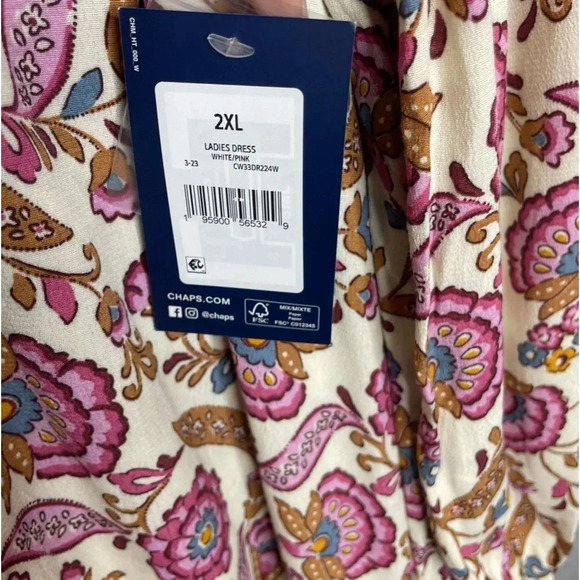 Chaps Boho Floral Polka Dot Baby Doll Cottagecore Long Sleeve Dress - Picture 7 of 10